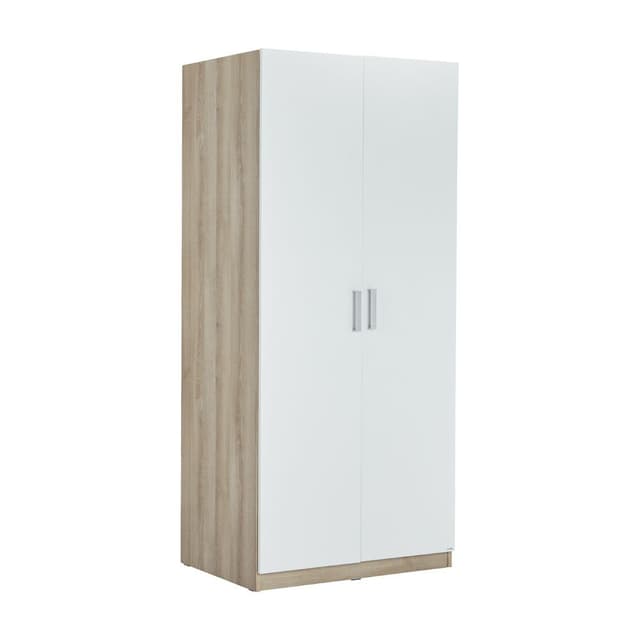 ตู้เสื้อผ้า 2 บานประตู รุ่นวาซ - สีขาว/ลายไม้ธรรมชาติ