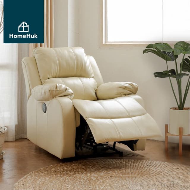 Homehuk โซฟาหนังปรับระดับไฟฟ้า 1 ที่นั่ง รุ่นเวอร์ธุส - สีเบจ