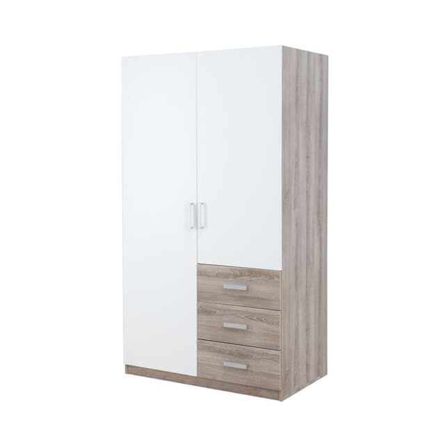 ตู้เสื้อผ้า 2 บานประตู รุ่นวินซ์ - สีธรรมชาติ/ขาว