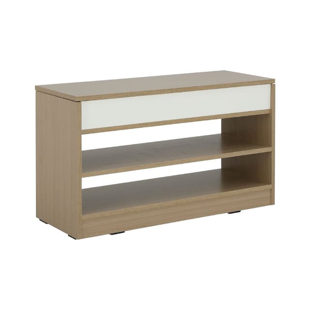 ตู้รองเท้า 2 ชั้น รุ่นมินิโอ - สีธรรมชาติ/ขาว