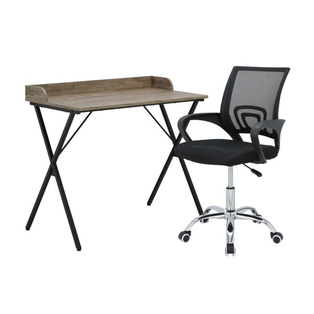 โต๊ะทำงาน ขนาด 90 ซม. และเก้าอี้สำนักงาน รุ่นสมาร์ท+ดาร์บี้ - สีธรรมชาติ/ดำ