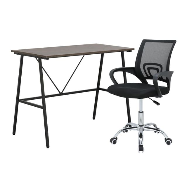 โต๊ะทำงาน ขนาด 100 ซม. และเก้าอี้สำนักงาน รุ่นจีเนียส+ดาร์บี้ - สีน้ำตาล/ดำ