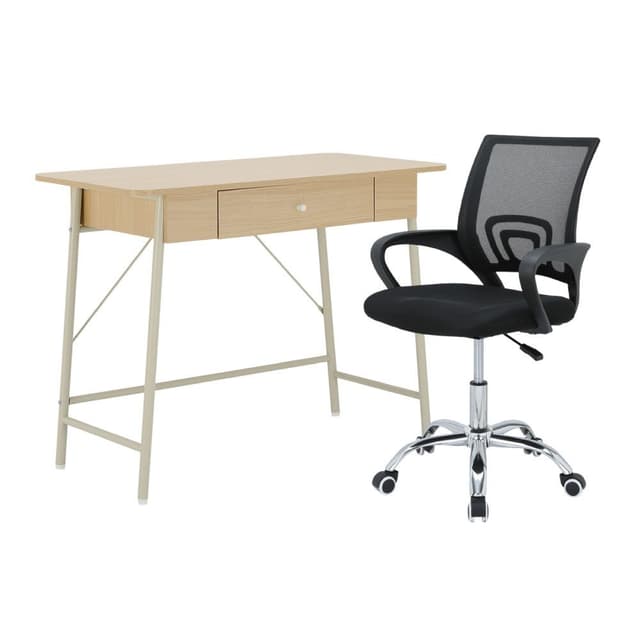 โต๊ะทำงานและเก้าอี้สำนักงาน รุ่นริโอนะ+ดาร์บี้ - สีน้ำตาล/ดำ