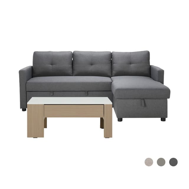 โซฟาเบด L-shape และโต๊ะกลางพร้อมลิ้นชัก รุ่นเคียร่า+มาเรีย