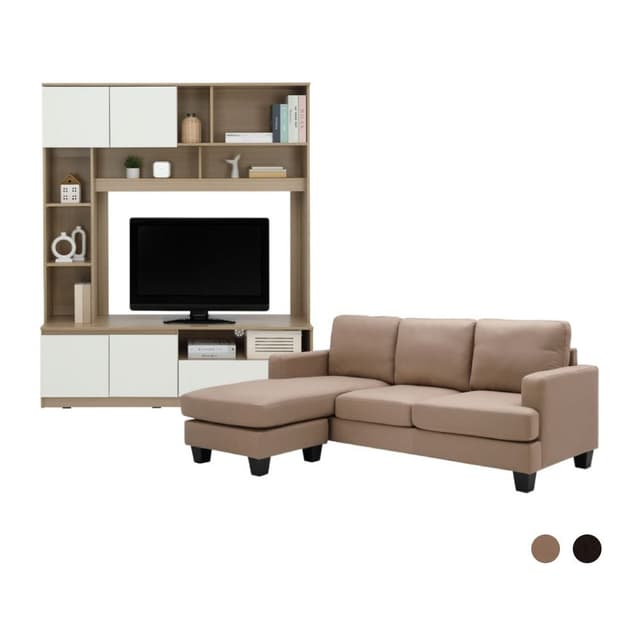 โซฟาผ้า L-shape และชุดโฮมเอ็นเตอร์เทนเมนท์ ขนาด 150 ซม. รุ่นแลมซี่+มินิโอ