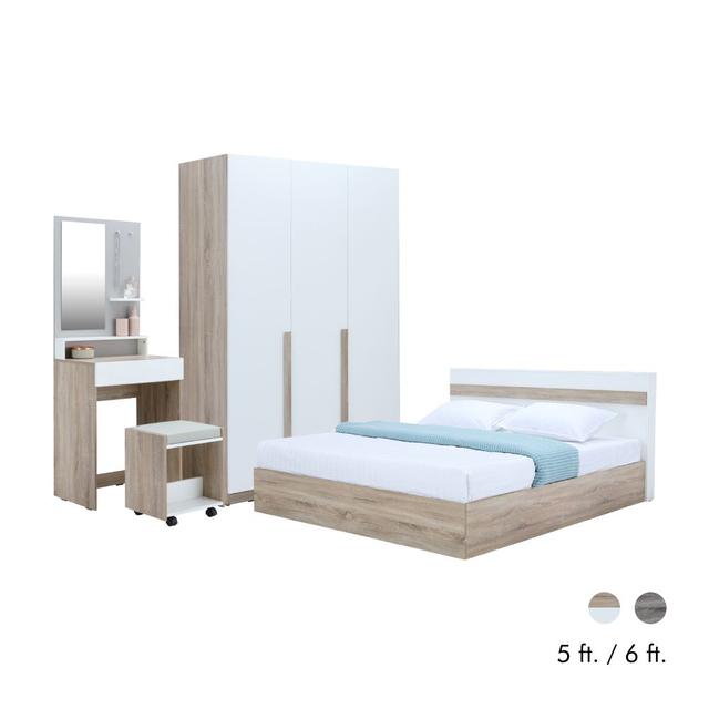 ชุดห้องนอน รุ่นมินิโอ (เตียง, ตู้เสื้อผ้า 3 บาน, โต๊ะเครื่องแป้งพร้อมสตูล)