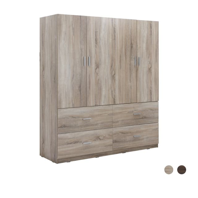 ตู้เสื้อผ้า 4 บาน พร้อมลิ้นชัก รุ่นทิวลิป